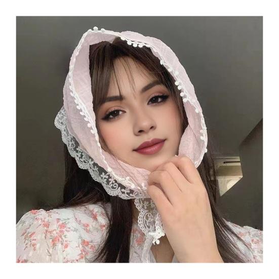 Кружевной платок на голову, треугольный галстук, повязка на голову с кружевным цветочным украшением, сплошной цвет, стилизованное украшение для фотосъемки