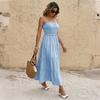 Women's Fashion Summer Spring Solid Color Print Sleeveless High Waist Casual Dresses