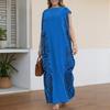 Plus Size Women Oversized Round Neck Sleeveless Print Casual Baggy Maxi Dresses