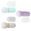 3pcs Nail Dust Cleansing Brush Soft Hair Comfortable Grip Loose Powder Brush with Cover White Purple Green