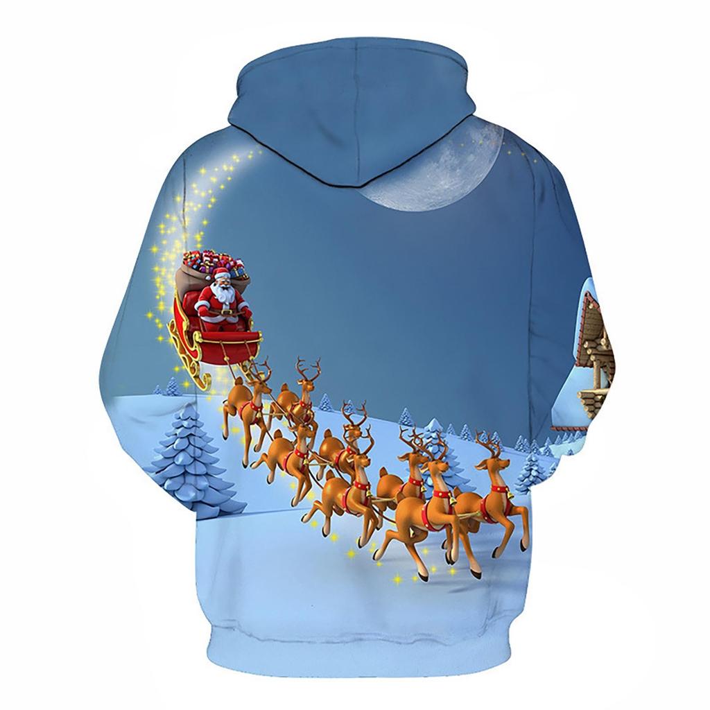 Осенняя мужская толстовка для взрослых с капюшоном с 3D принтом Санта-Клауса и принтом