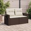 VidaXL Garden Sofa with Cushions 2-Seater, Seat with Backrest, Patio Furniture Backyard Terrace Outdoor, Brown 366221