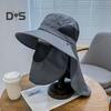 Summer Sun Hat with Face Guard Neck Flap Adjustable Chin Strap Breathable UV Protection Men Women Outdoor Climbing Hiking Fishing Travel Wide Brim