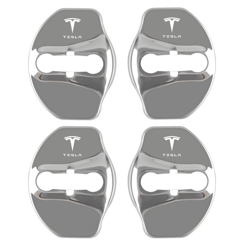 IASD9 4PCS Car Door Lock Protective Covers Stainless Steel Door Lock Cover For Tesla Model Y Model 3 2017-2023 / MODEL3 Highland 2024