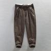 Spring and Autumn Men's Pants Japanese Style Cargo Pants Causal Cotton Soft and Comfortable Baggy Khaki Pant with Belt