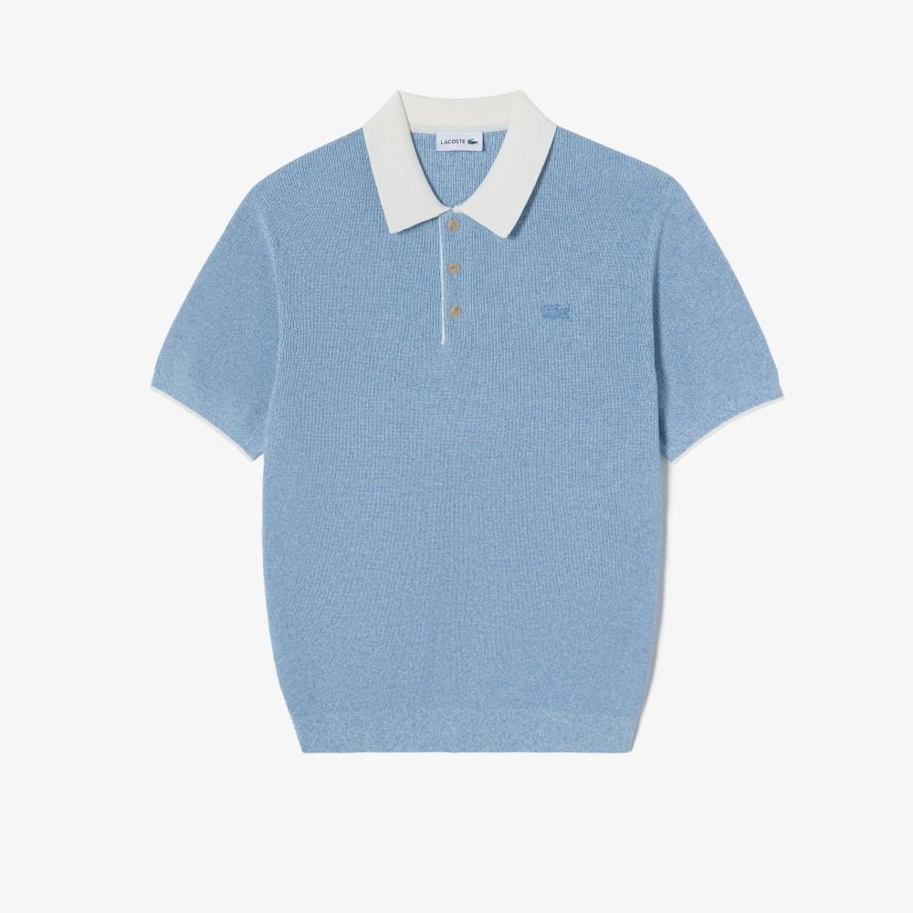 [lacoste] Men's Ribbed Collar Twisted Yarn Short-Sleeve Sweater Polo Shirt PH943E-56G