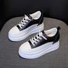 10CM 8CM Genuine Leather Women Shoes White Skateboard Sneakers Platform Wedge Shoes Air Mesh Hollow Breathable