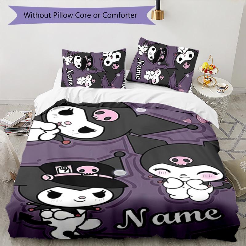 3pcs Kuromi8 Cover Set - Personalized Name, HD Printed Bedding with 1 Cover and 2 Pillowcases - Perfect for Home Decor, Easy Care