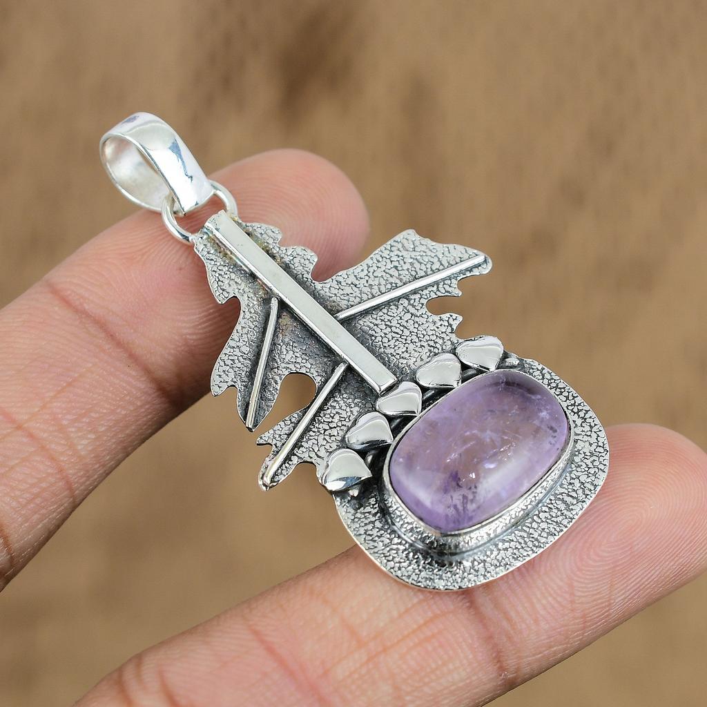 Gift For Her 925 Sterling Silver Natural African Amethyst Gemstone Pendant