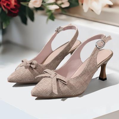 Осень Новые Босоножки-Банты Женские с Острым Носком Босоножки на Высоком Каблуке Мелкий Вырез Темперамент Высокие Каблуки Женские Тонкий Каблук Босоножки