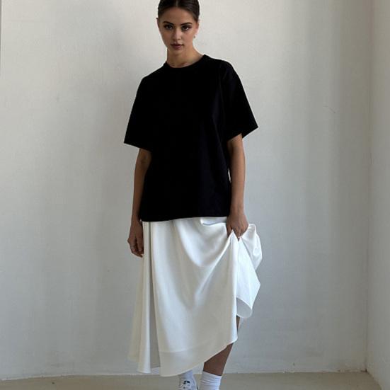 Женская макси-юбка шелковистое пятно свободная эластичная высокая талия на молнии трапециевидной формы большие качели плиссированные однотонные