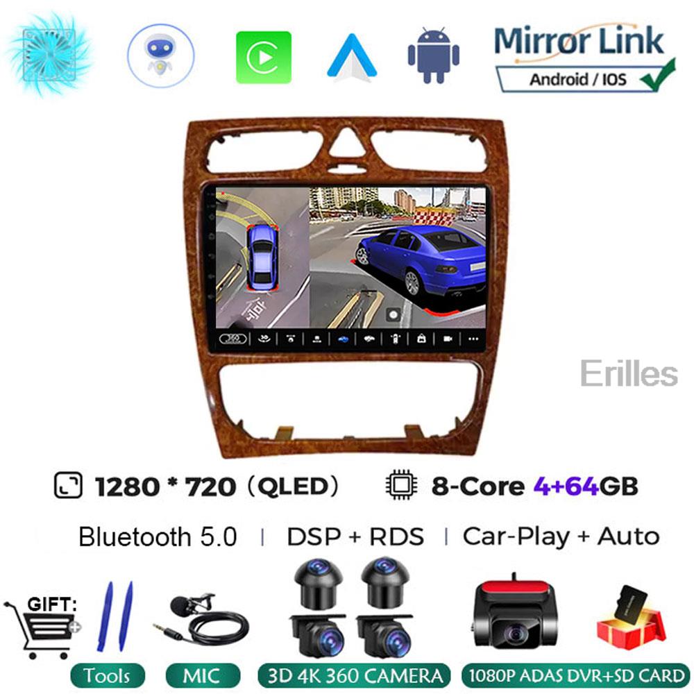 Автомобильное радио Android 14 для Mercedes Benz C Class W203 C200 C320 C350 CLK W209 2002 - 2005 Автомобильный стерео мультимедийный проигрыватель без DVD