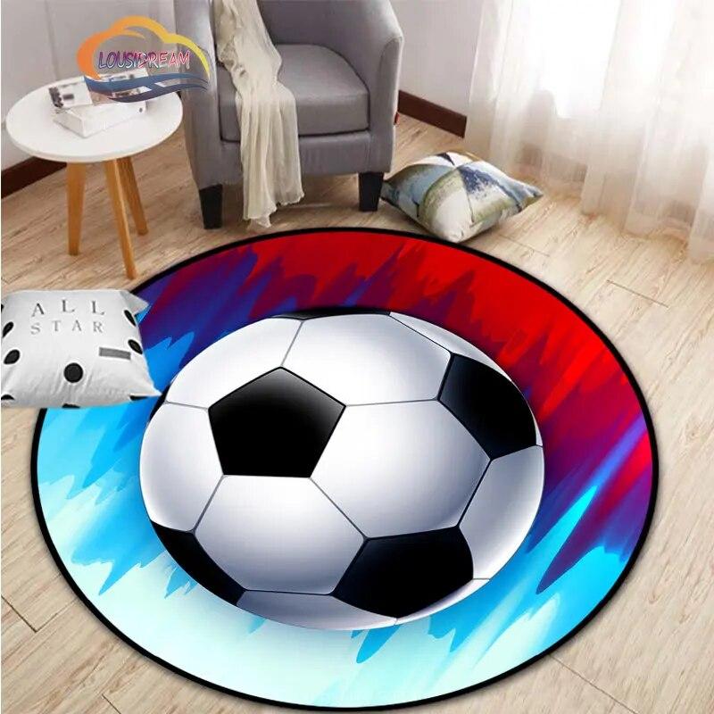 Ковер с изображением футбола, украшение для гостиной, круглая кровать, стул, коврик для дома, входная дверь, дети