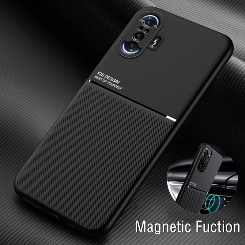 Роскошный кожаный чехол для телефона Xiaomi Mi Poco F3 F3 GT Магнитная пластина Автомобильный держатель Задняя крышка для Mi Pocophone X3 NFC M3 M2 F2 Pro