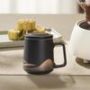 Tea Cup With Infuser 360ml Ceramic Tea Bottle With Infuser Vintage Water Separation Teapot Hand-Painted Black Glaze Cup For