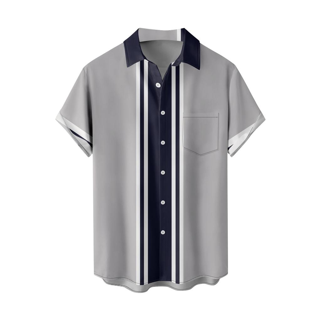 Рубашка с коротким рукавом, мужская повседневная рубашка с коротким рукавом, свободная рубашка с карманом
