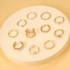 11 Pcs/Set Women Hollow Out Multi Shapes Twisted Polished Smooth Alloy Adjustable Open Ring