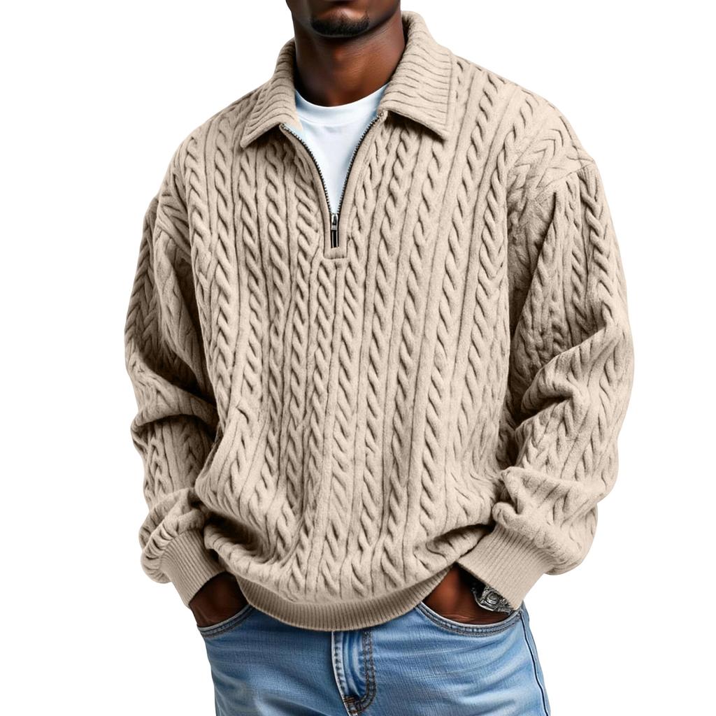 Мужская Спортивная Повседневная Толстовка с Принтом, Отложным Воротником и Молнией до Середины