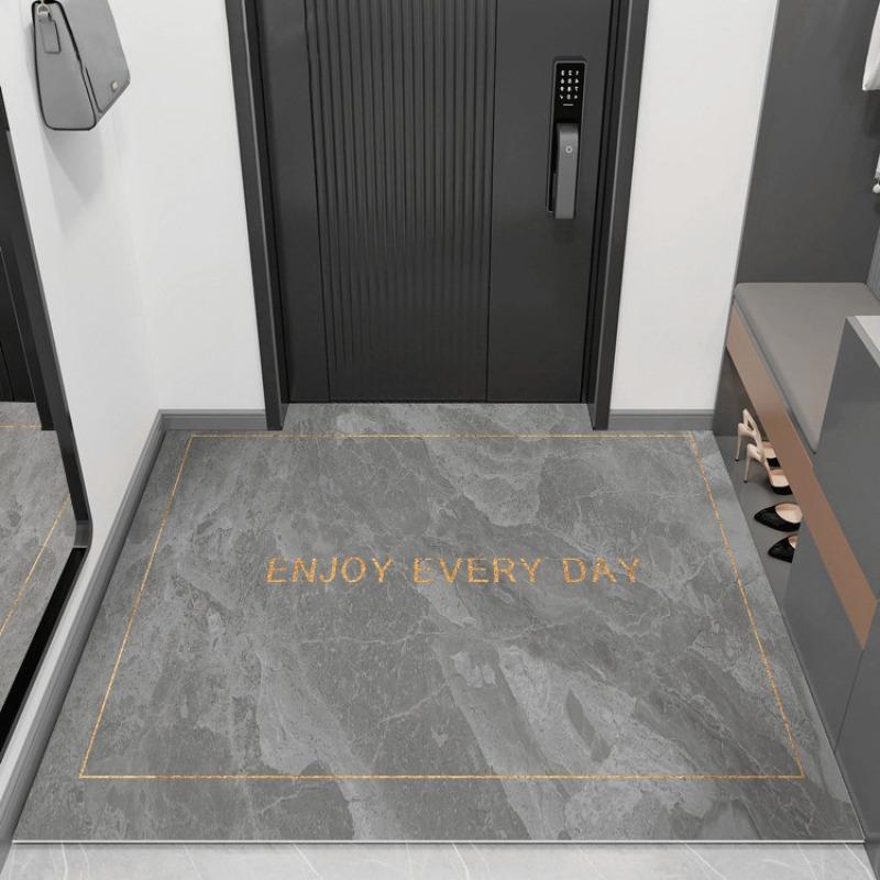 Современный коврик для прихожей 'Наслаждайся каждым днем', серо-оранжевая цветовая гамма, нескользящий коврик для декора входной двери дома