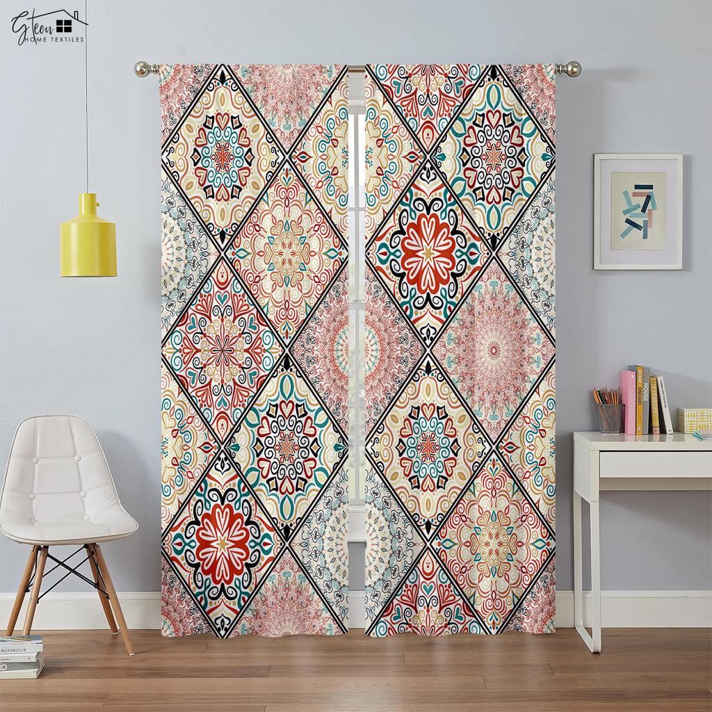 2 шт. в упаковке, цветные шторы в клетку в стиле бохо, подходят для спальни, гостиной, кабинета, декоративные шторы