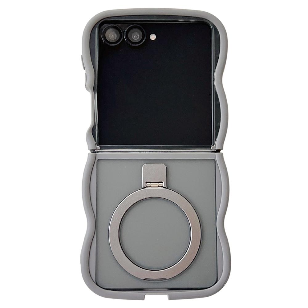 For Samsung Galaxy Z Flip7 5G Magnetic Case Kickstand Skin-Touch Wave Edge TPU+PC Phone Cover
