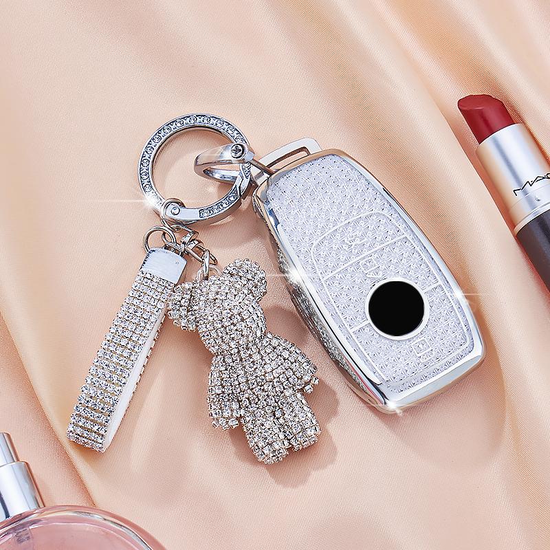 White Diamond Pattern TPU Key Case for Mercedes Benz A C E S Class GLA GLC GLE GL GLS CLA CLS AMG W205 W213 W177 W222 Key Cover AW1