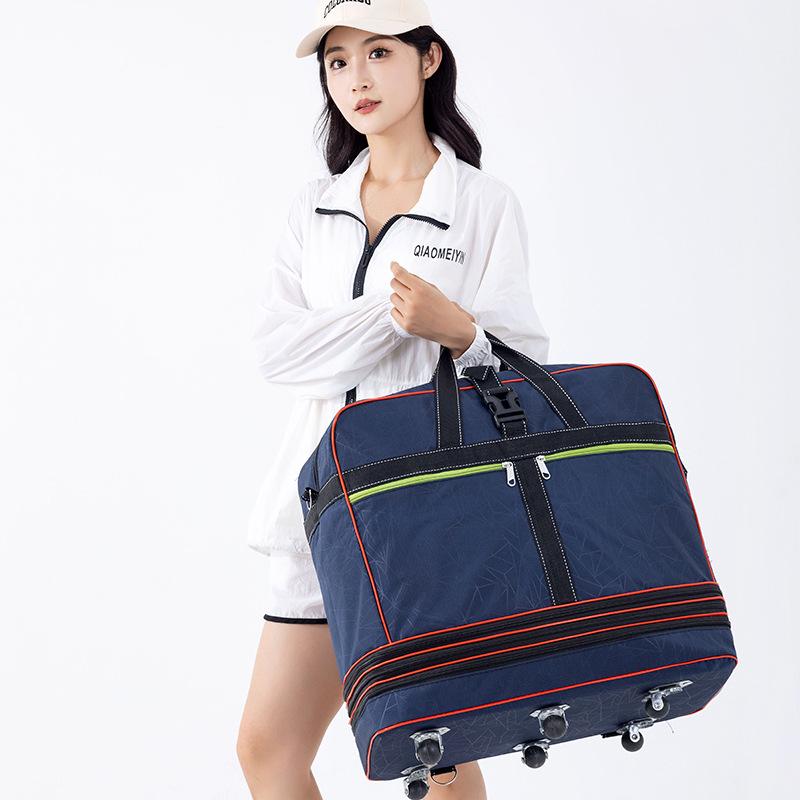 Air Consignment Bag Large-capacity Retractable Folding Travel Bag Universal Wheel Moving Travel Nylon Cloth Duffel Bag
