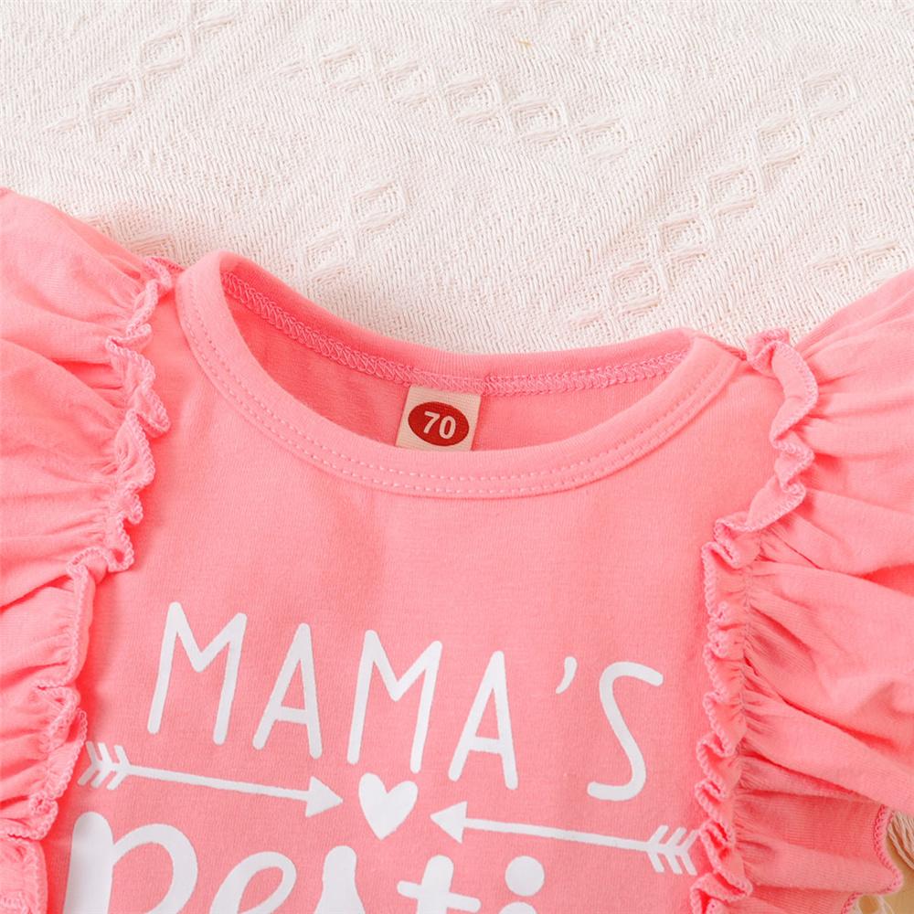 Fashion Letter Print Ruffle Sleeve Baby Bodysuit + Shorts  +Headband 3PCS for 0-18M Newborn Baby Girl Outfit Summer Casual Clothes Set