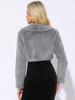 Allegra K Women's Elegant Cropped Jacket/Cardigan/Bolero with Faux Fur, Round Collar, Bow Tie, and Open Front, Gray, Size M