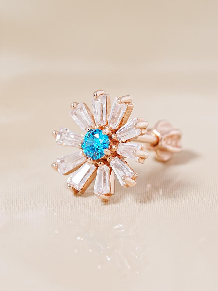 Minimalpiercing 14K 18K Blue Sunshine Piercing Earrings