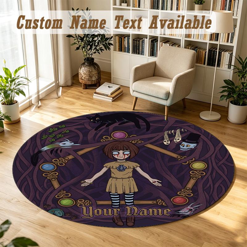 Fran Bow Personalized Round Rug Support Custom Name, Soft Home Decor Mat