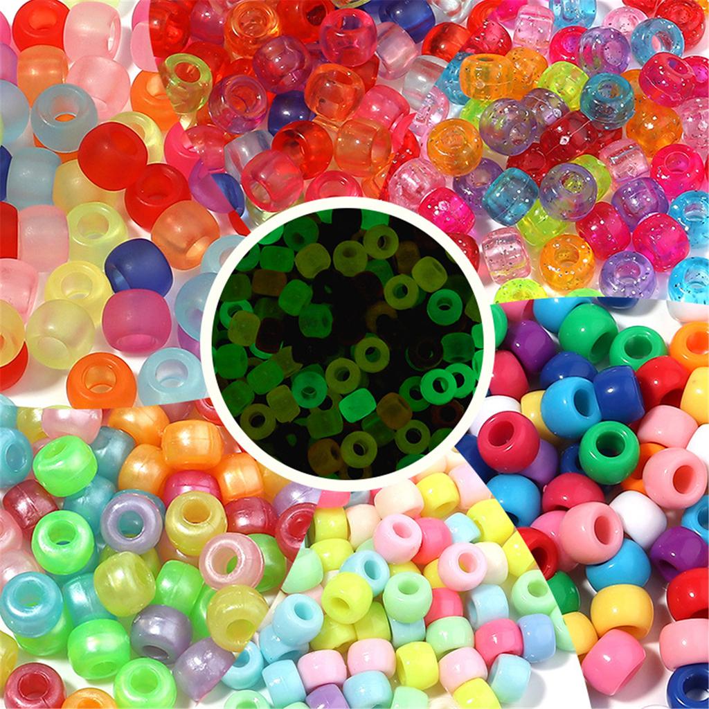 200pcs Round Colorful Acrylic Hair Beads Glow In the Dark for Kids Girls Braids and Women Fashion Hair Accessories
