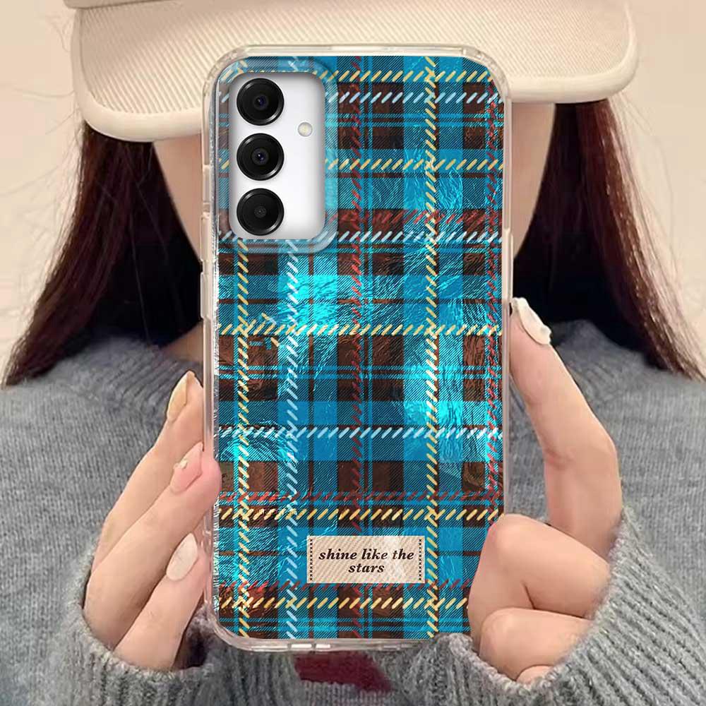 Коричневый чехол для телефона с сетчатым узором для Samsung Galaxy A16 A55 A07 A17 A56 A36 A26 A53 A06 A14 A24 A34 A54 A15 A12 A22