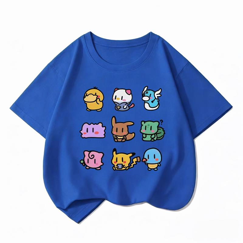 PotdemielНовая детская футболка с принтом Пикачу для мальчиков и девочек, летние удобные и дышащие детские футболки