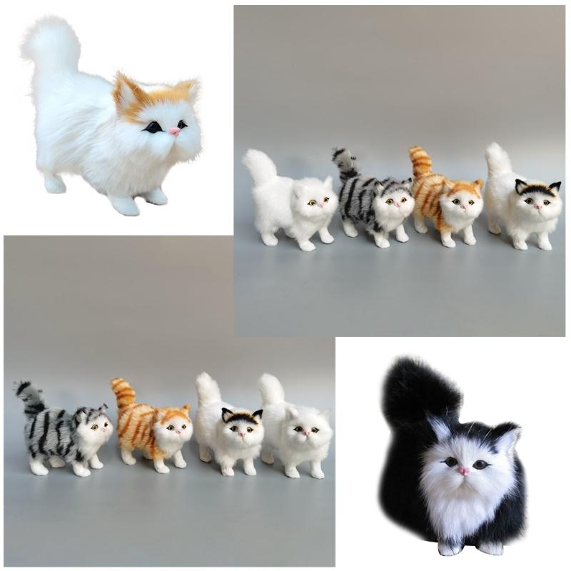 Kitten Figures Simulation Cat Ornament Gift for Kid Children Bedroom Decoration