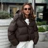 Womens Warm Puffer Jacket Short Loose Hooded Cotton Coat Winter Casual Outerwear