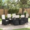 VidaXL Garden Dining Set 7 Pcs Black Polyrattan, Garden and Patio Set, Modern, Rattan 3380257