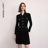 LANGZI Focus Series Floral Button Patchwork Knit Dress