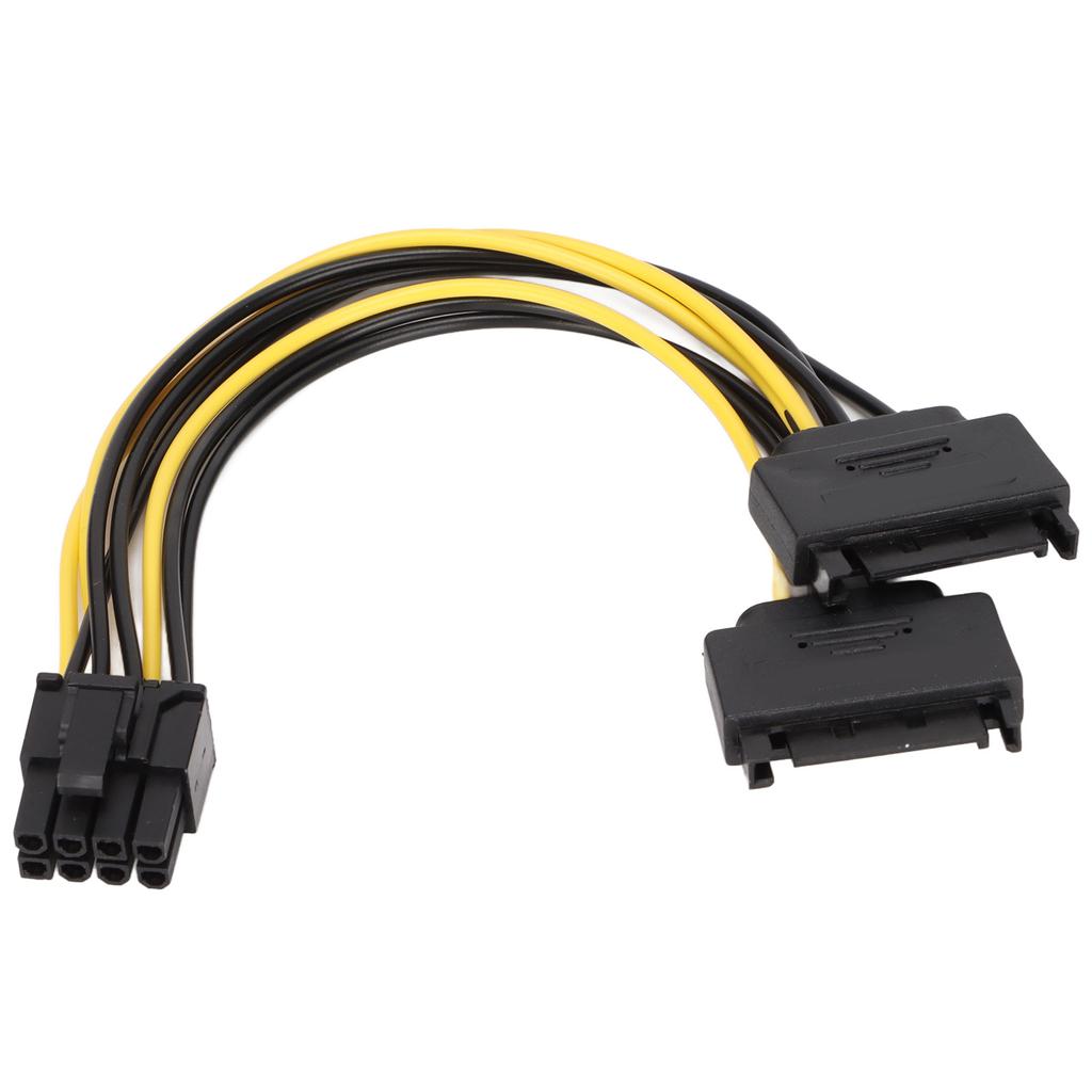 2 шт. Кабели питания Двойной 15-контактный SATA на PCIE 8-контактный штекерный адаптер питания графического процессора для компьютерных аксессуаров