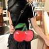 Kawaii Fashion Cherry Shape Clutch Bag Ladies Small Capacity Waterproof Red Fruit Crossbody Bags For Women Creative PU Shoulder Pouch Purse