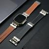 Кожаный ремешок для Apple Watch Ultra 3/2 49мм 46мм 45 44мм Роскошный браслет Титановый цвет Ремешок для iWatch Серии 11 10 9 SE Петля