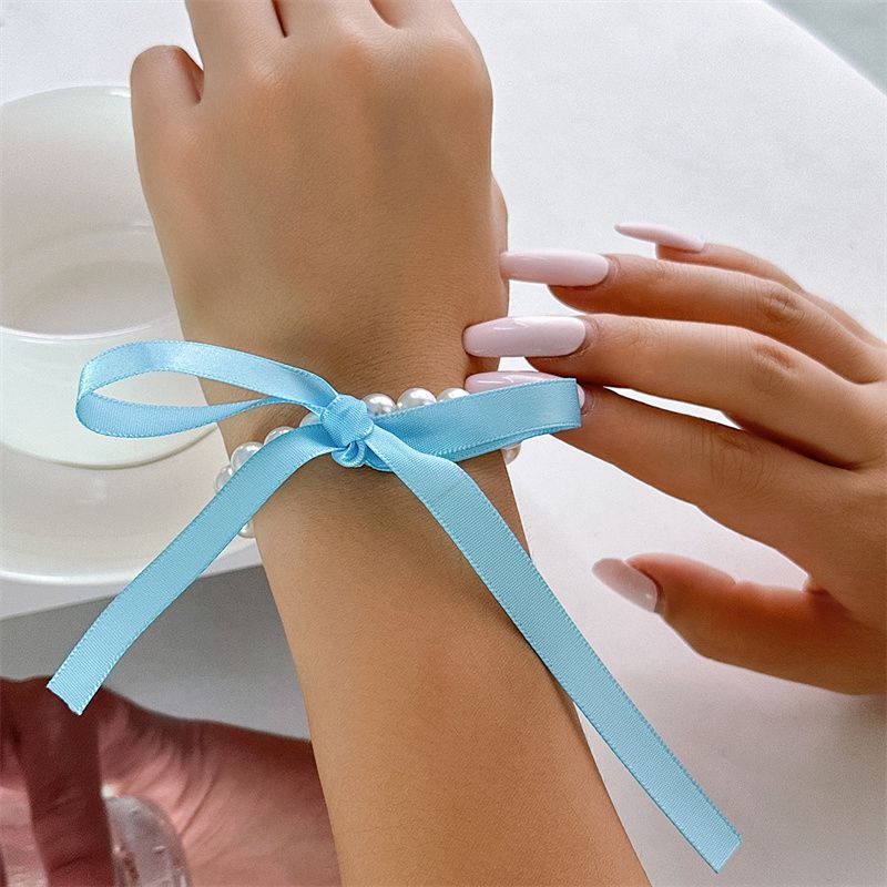 Элегантный аксессуар из искусственного жемчуга, цепочка на ключицу, черная бархатная лента, колье-чокер с бантом