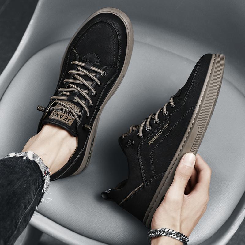 Удобная и модная мужская обувь Зимняя мужская повседневная кожаная обувь Корейская спортивная обувь Flow Hundred Мужские модели Маленькие белые туфли для досок