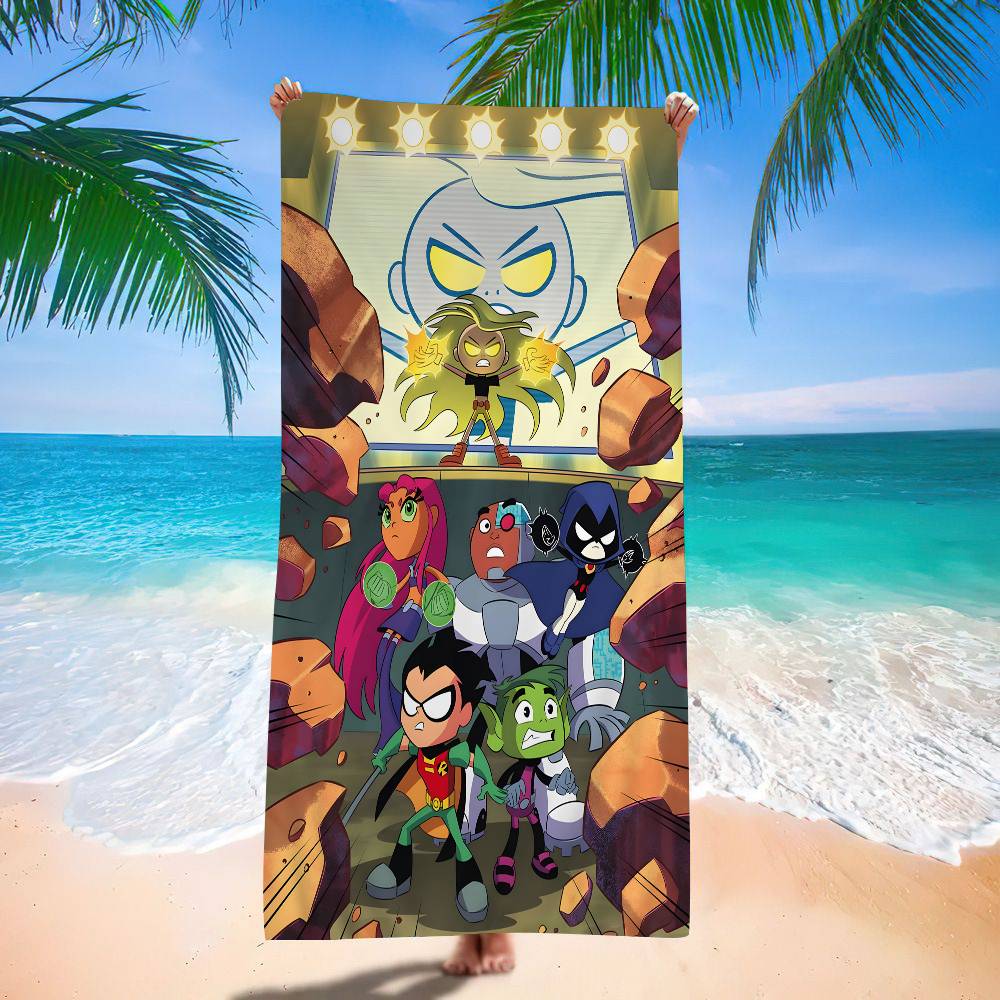 Постер Teen Titans Go Пляжное полотенце Цветные банные полотенца для девочки Микрофибра Быстросохнущее Не прилипает песок Пляж Йога Спа Спортзал Бассейн