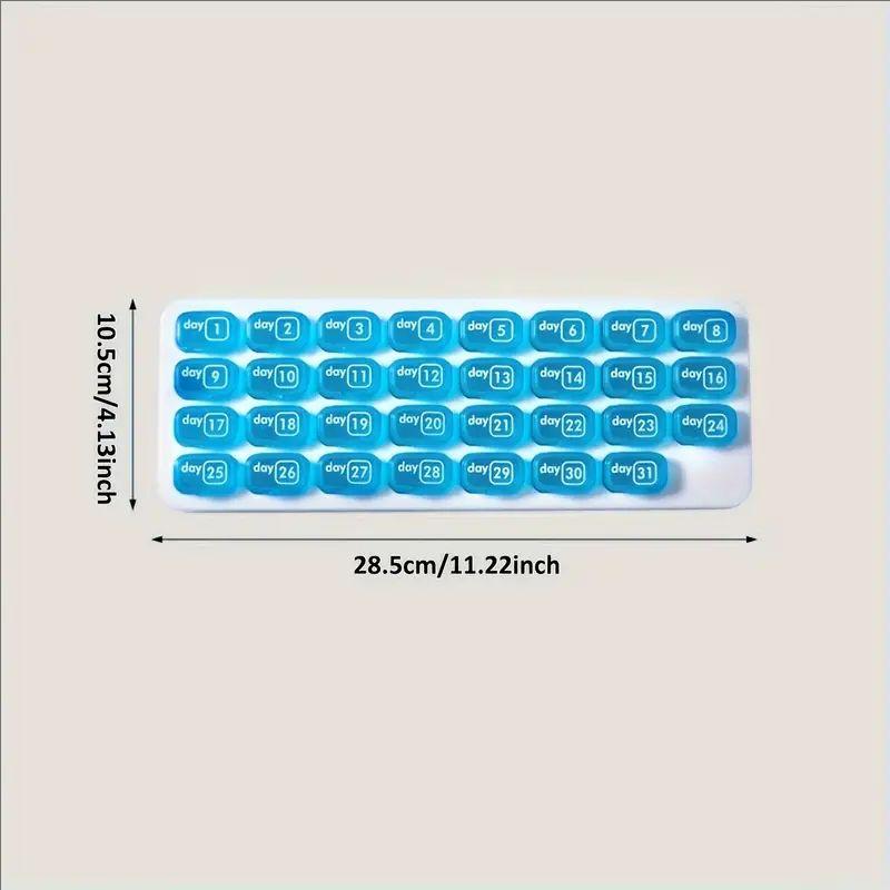 1pc 31-Day Monthly Pill Organizer Case, Plastic Keyboard Style Pill Box, Large Capacity Daily Medicine Storage Case With Dates