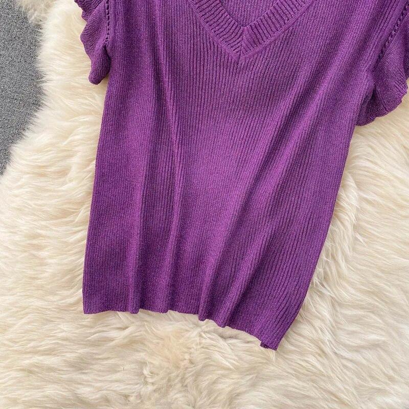 Новый летний повседневный комплект из двух предметов, женский вязаный свитер с рукавами-бабочками из люрекса, пуловер, длинная юбка-миди с принтом, костюм