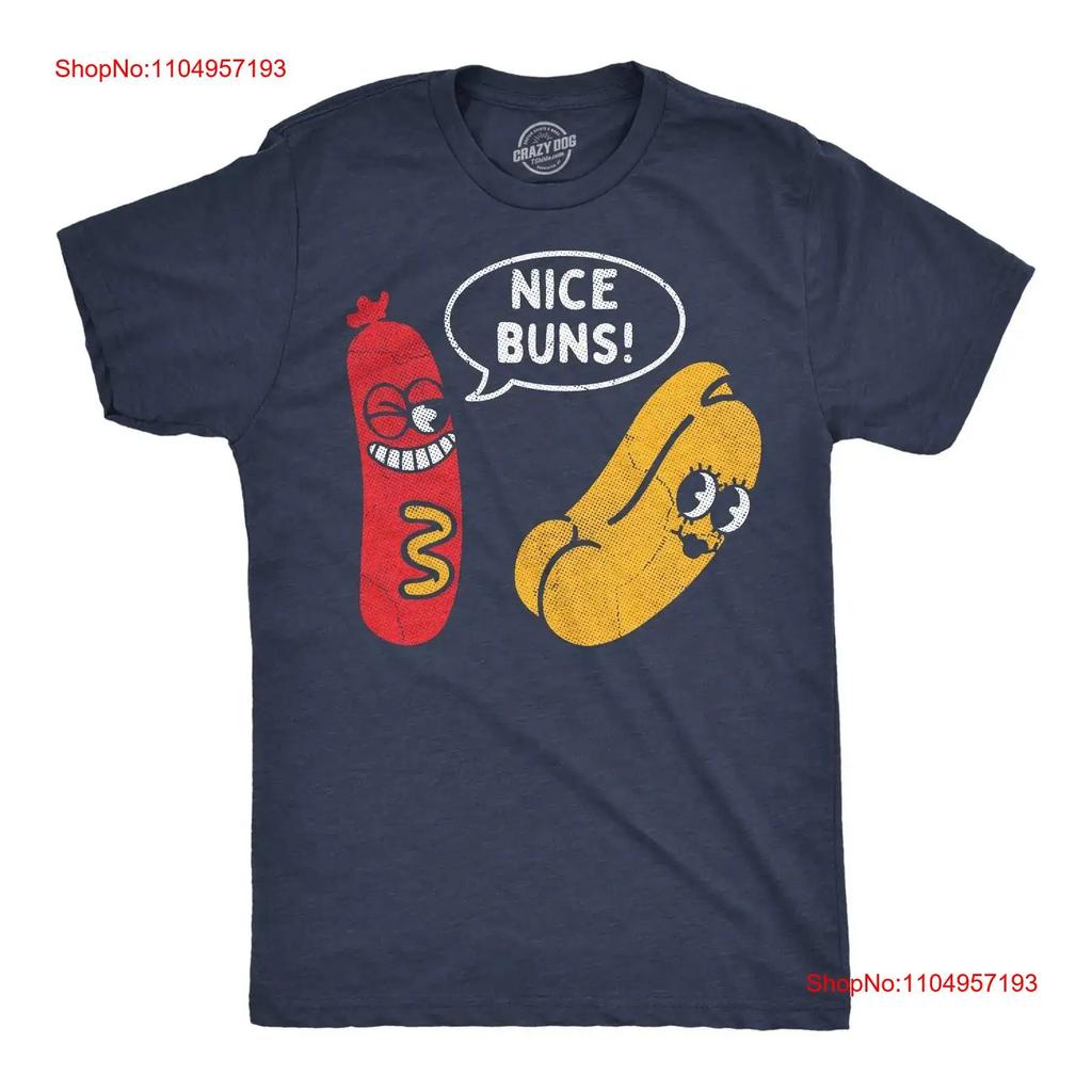 Мужская смешная футболка Nice Buns Саркастическая Хот-дог Новинка Для мужчин винтажная Стирка Графика Эластичная мода Унисекс Мягкий Повседневный