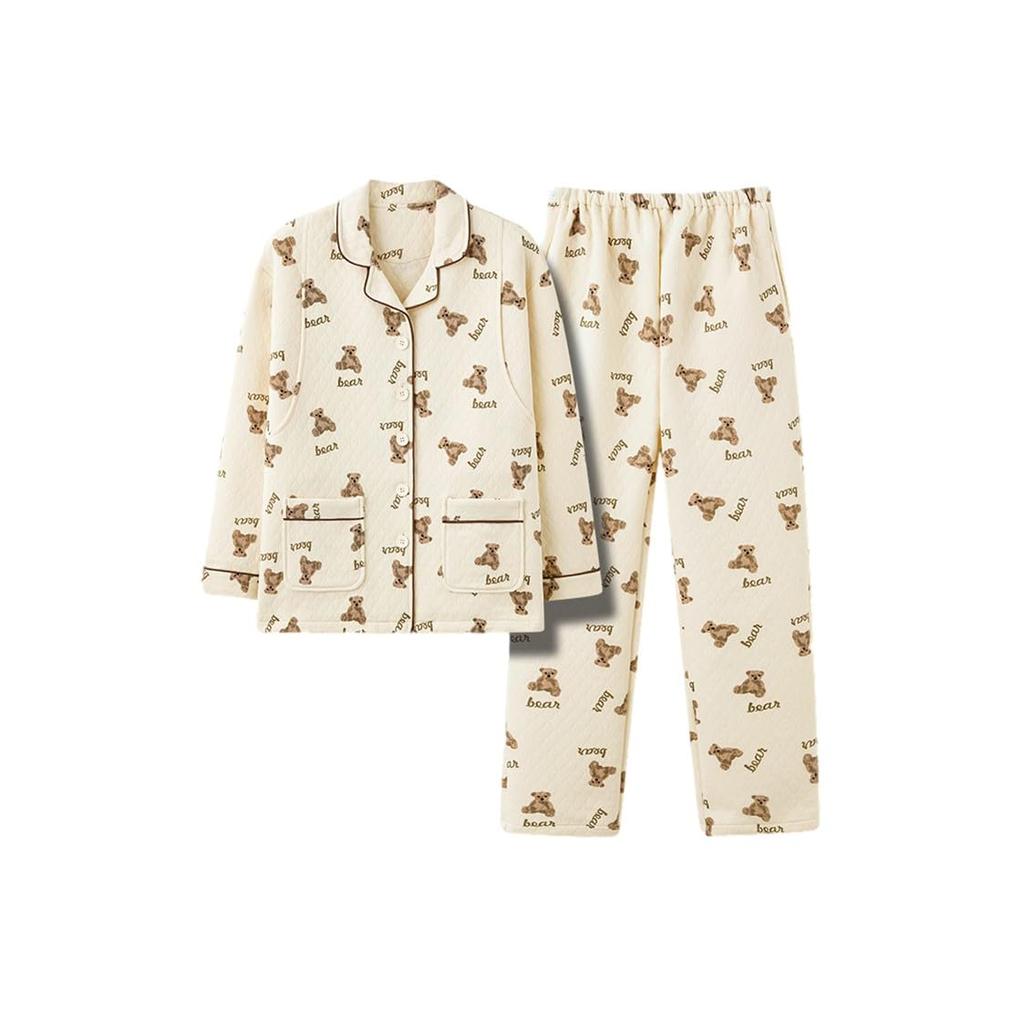 Магазин Беременность с кормлением до и после длинный открытый медведь квилтинг [выбрать Завтра] пижама, теплая, кормление, носик, роды, рукава, перед, осень,