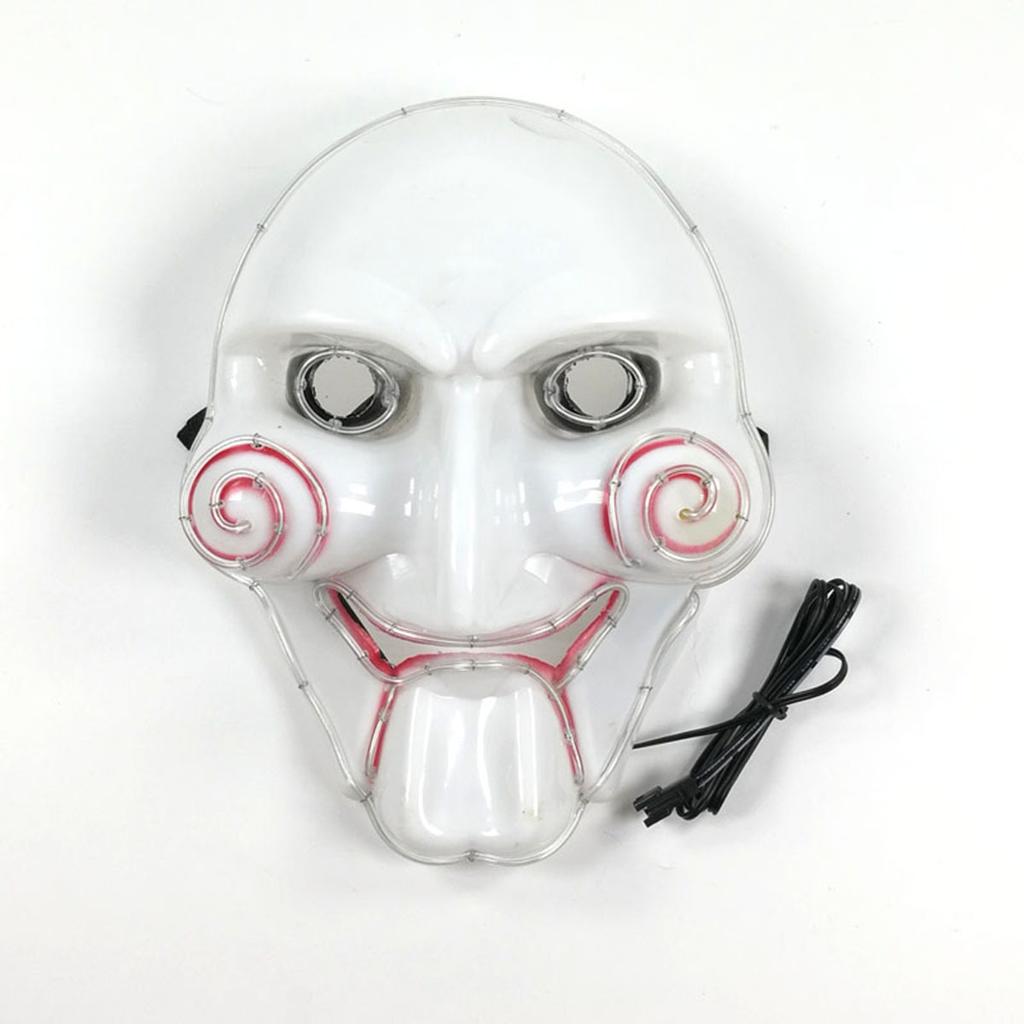 LED Light Up Chainsaw Crying Mask Carnival Halloween Dance Cosplay Jigsaw Killer Disguise Mask Glowing Movie Major Creepy Mask