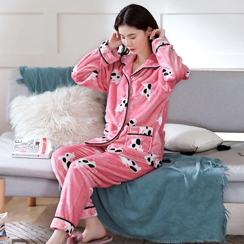 Women's Pajamas Set Warm Cartoon Leisure Women's Pajamas Set I Am Homewear Set